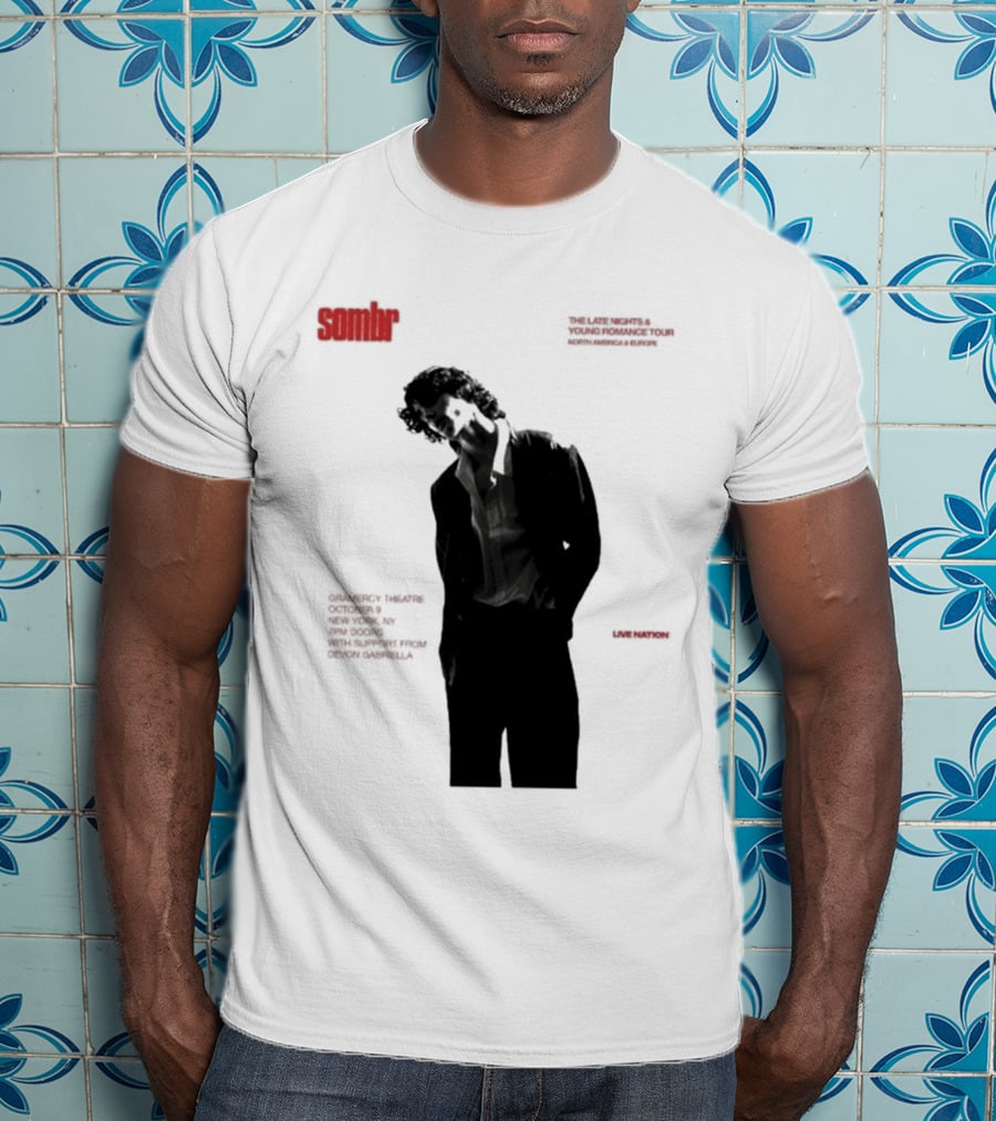 Sombr The Late Nights And Young Romance Tour Dates 2025 North America And Europe T-Shirt