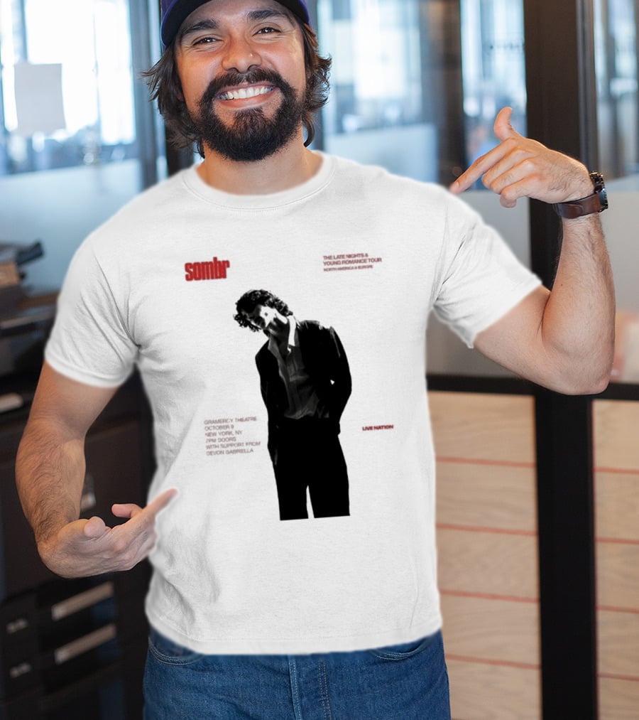 Sombr The Late Nights And Young Romance Tour Dates 2025 North America And Europe T-Shirt