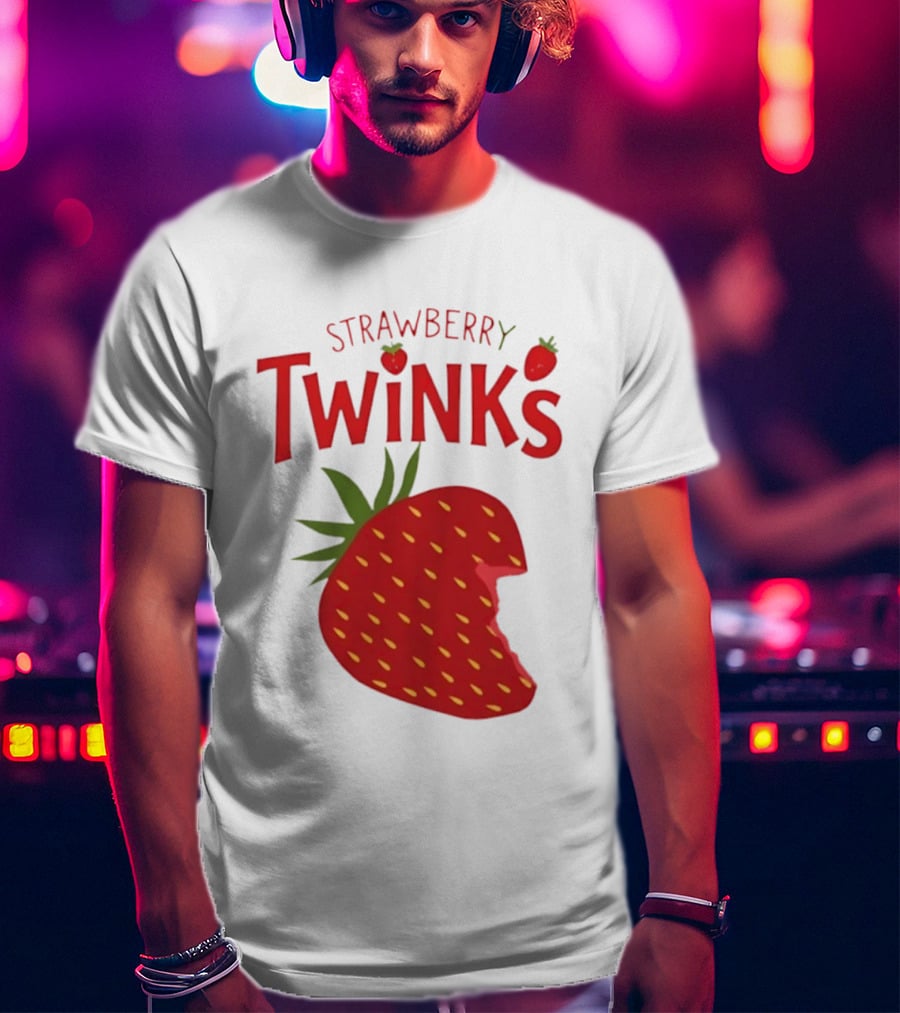 Strawberry Twinks With Bitten Strawberry Motif T-Shirt