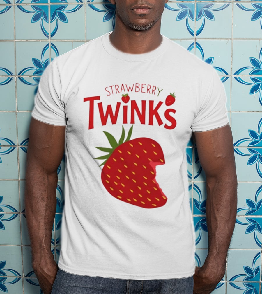 Strawberry Twinks With Bitten Strawberry Motif T-Shirt