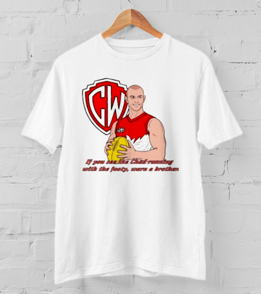 The Chad Running Footy Warn A Brother CW AFL T-Shirt