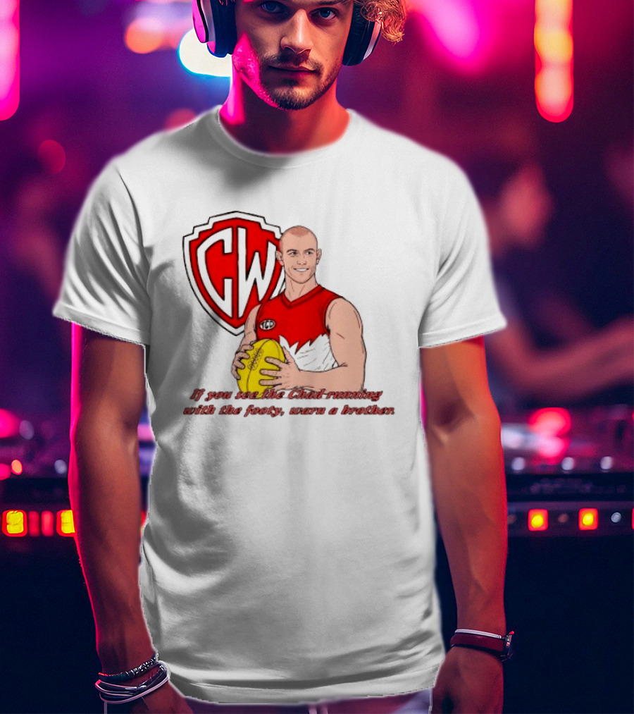 The Chad Running Footy Warn A Brother CW AFL T-Shirt