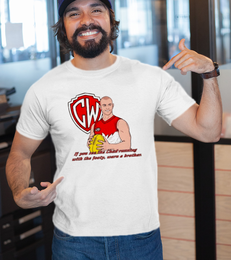 The Chad Running Footy Warn A Brother CW AFL T-Shirt