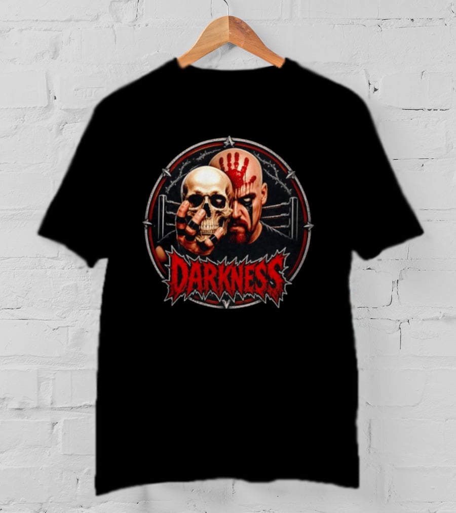 Darkness Skull Face Paint Handprint Barbed Wire Circle T-Shirt