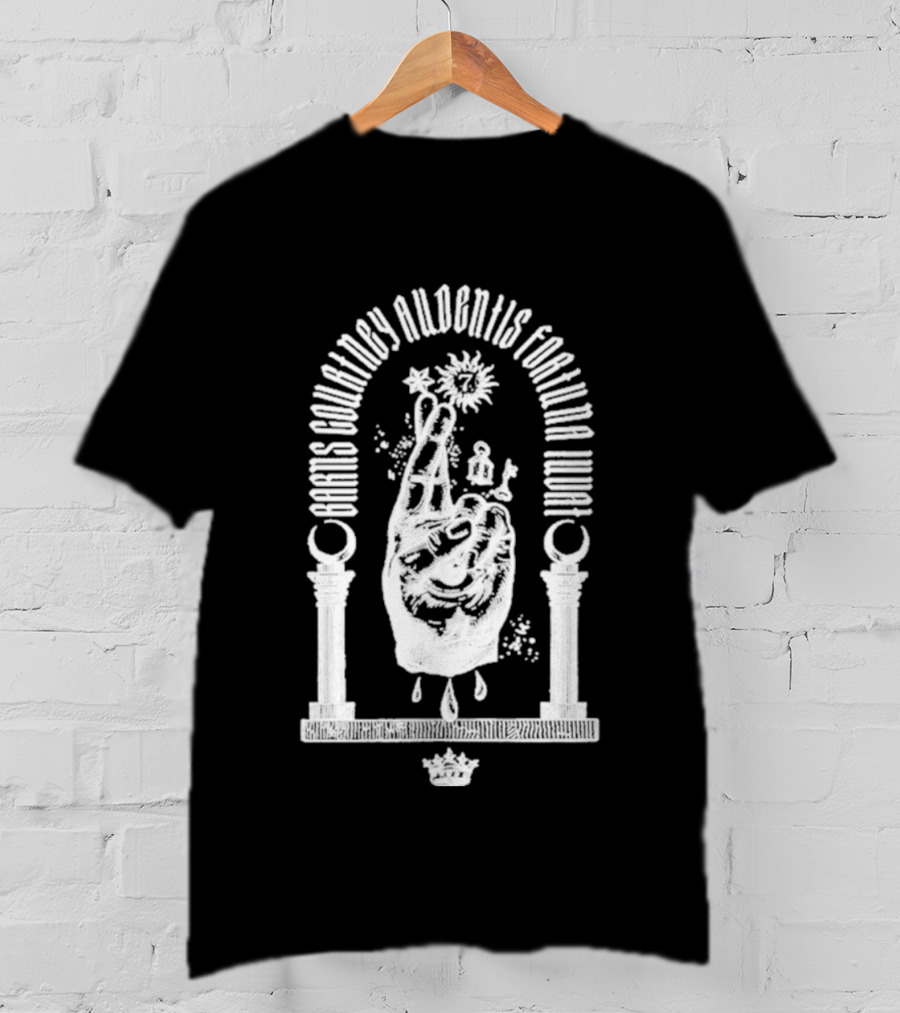 Barns Courtney Audentis Fortuna Iuvat Hand Symbol With Columns T-Shirt