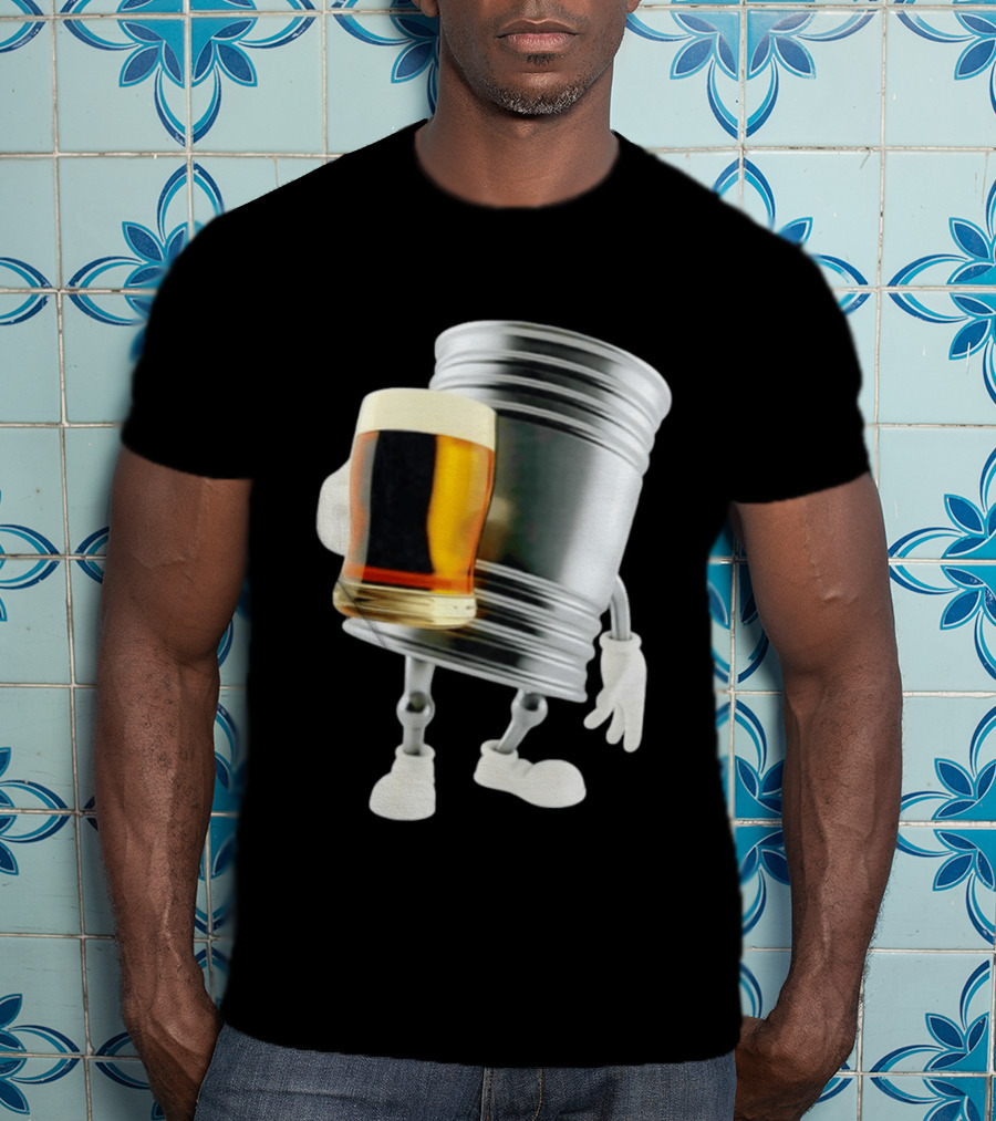 Beer Keg Holding Glass Character Meme T-Shirt