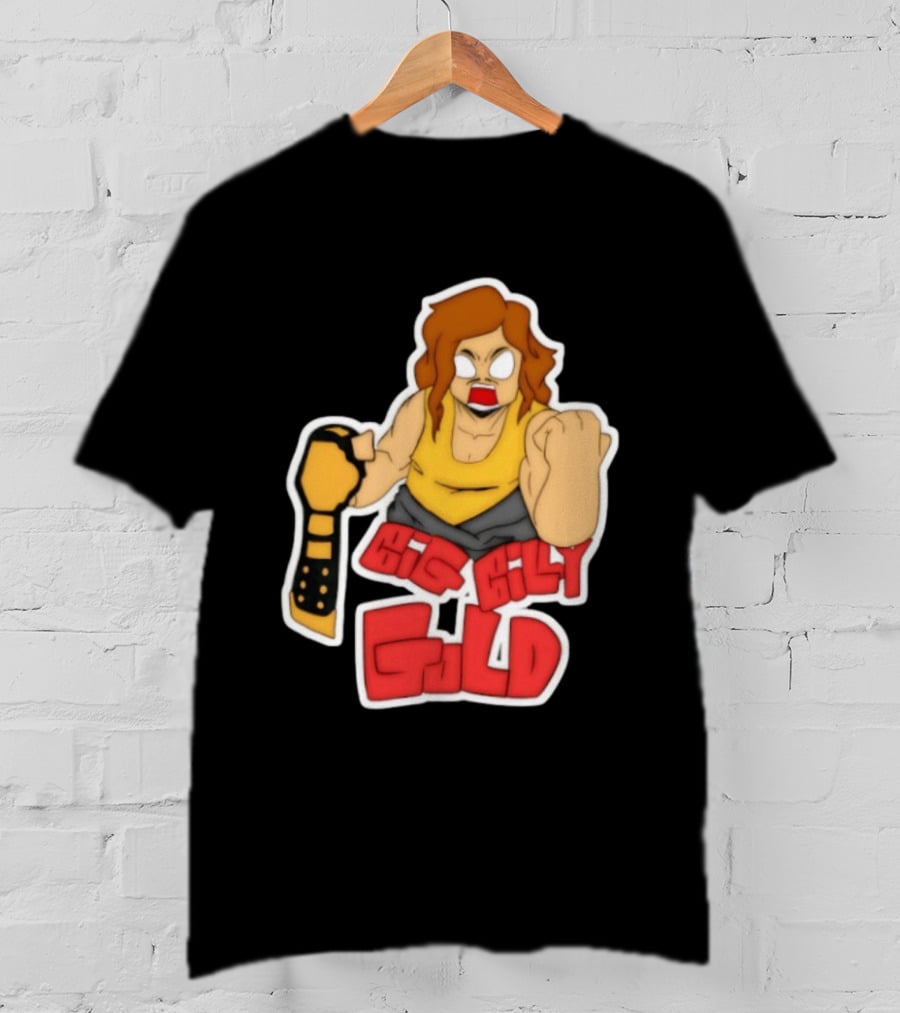 Big Billy Gold Wrestling Champion Belt Bold Cartoon T-Shirt