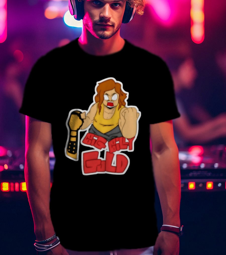 Big Billy Gold Wrestling Champion Belt Bold Cartoon T-Shirt