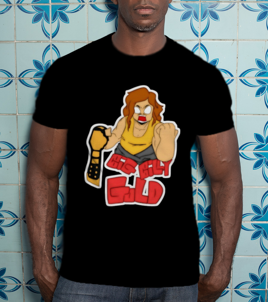 Big Billy Gold Wrestling Champion Belt Bold Cartoon T-Shirt