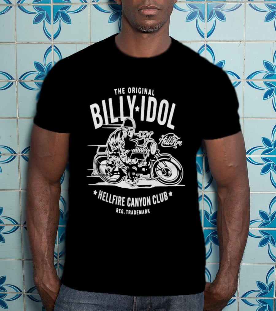 The Original Billy Idol Hellfire Canyon Club Trademark Motorbike Rider T-Shirt