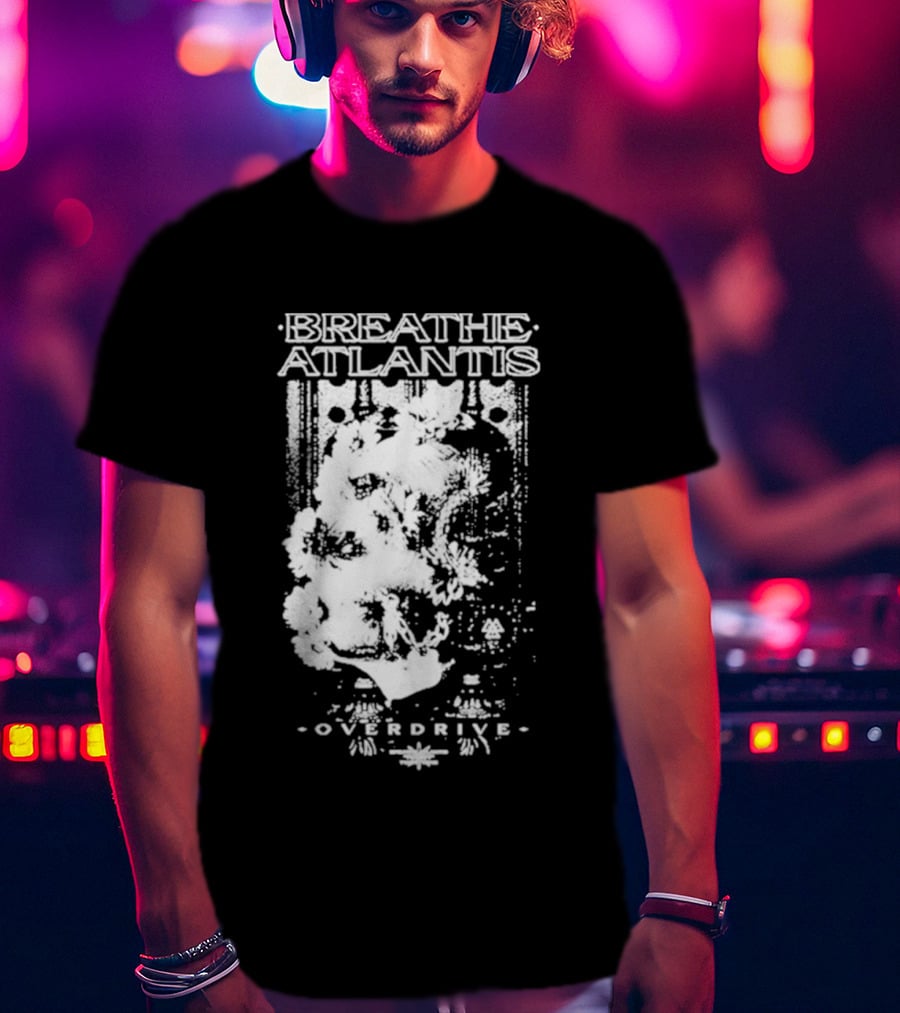 Breathe Atlantis Overdrive White Text And Skull T-Shirt