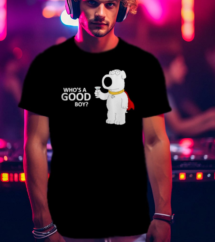 Brian Griffin Who's A Good Boy Family Guy Red Cape Martini T-Shirt