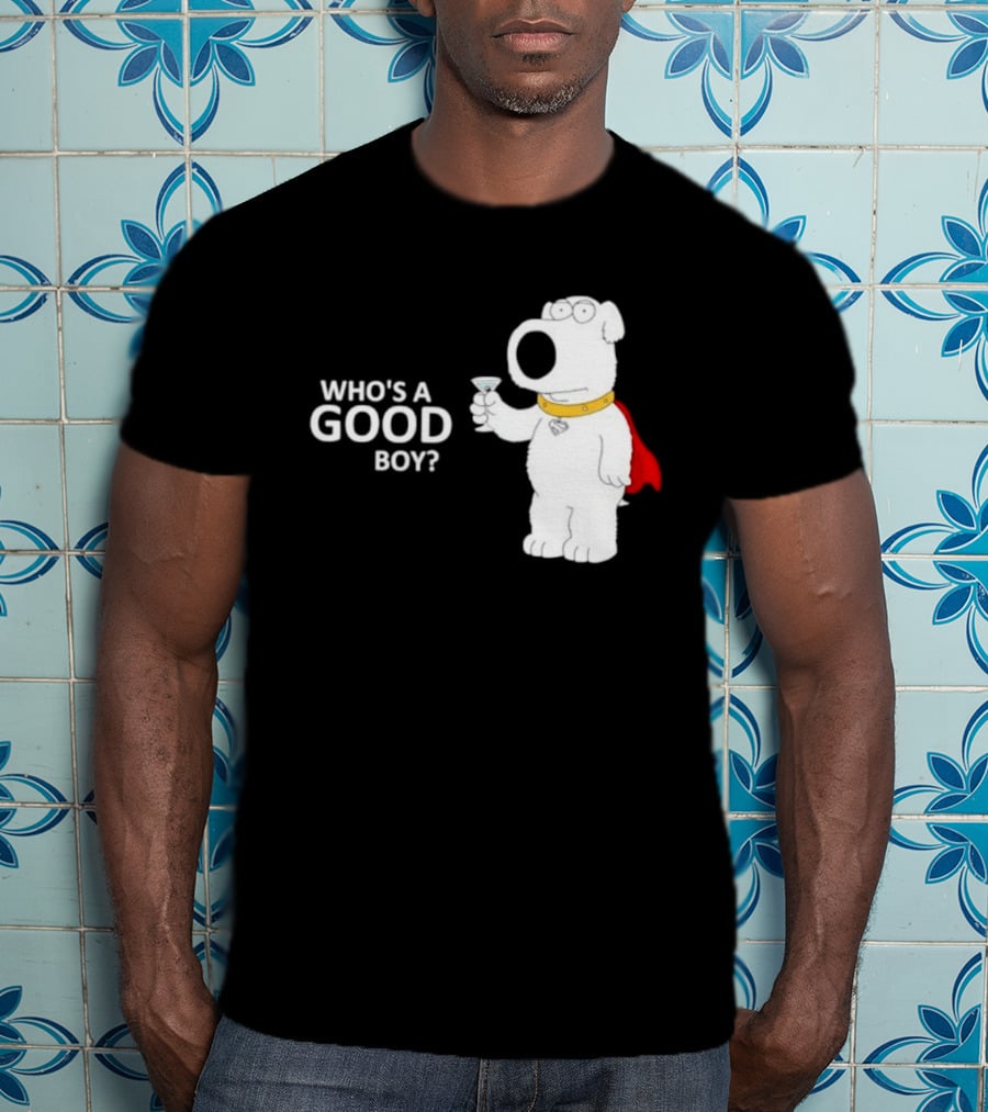 Brian Griffin Who's A Good Boy Family Guy Red Cape Martini T-Shirt