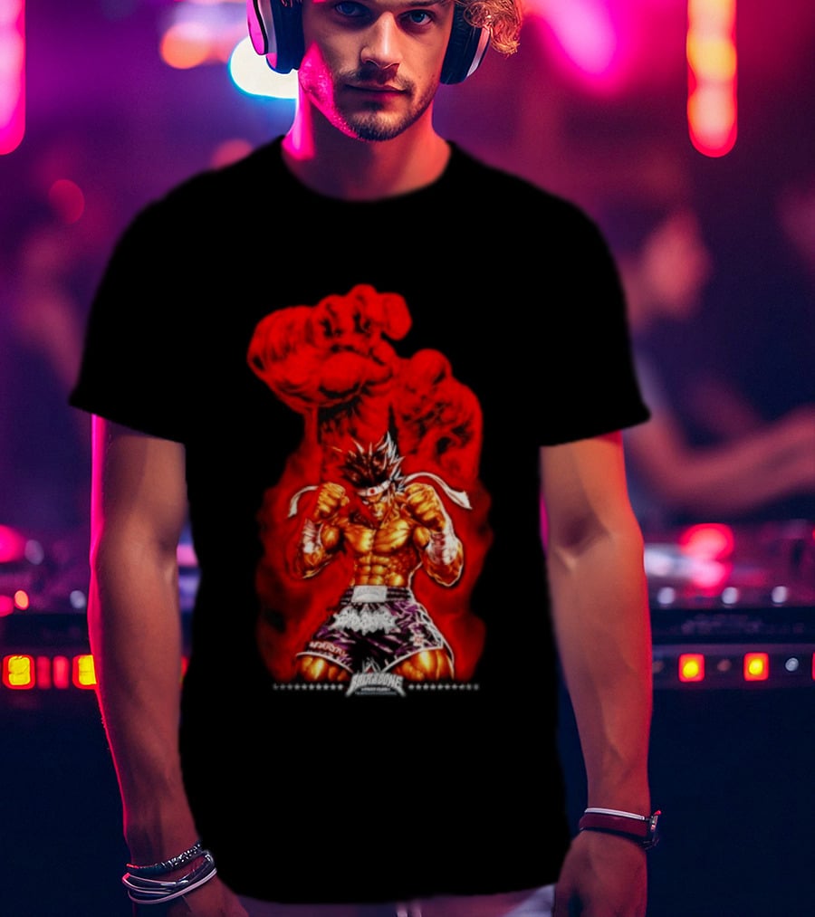 Brick And Bone Fight Club Thai Boxing Warrior With Fiery Fist T-Shirt