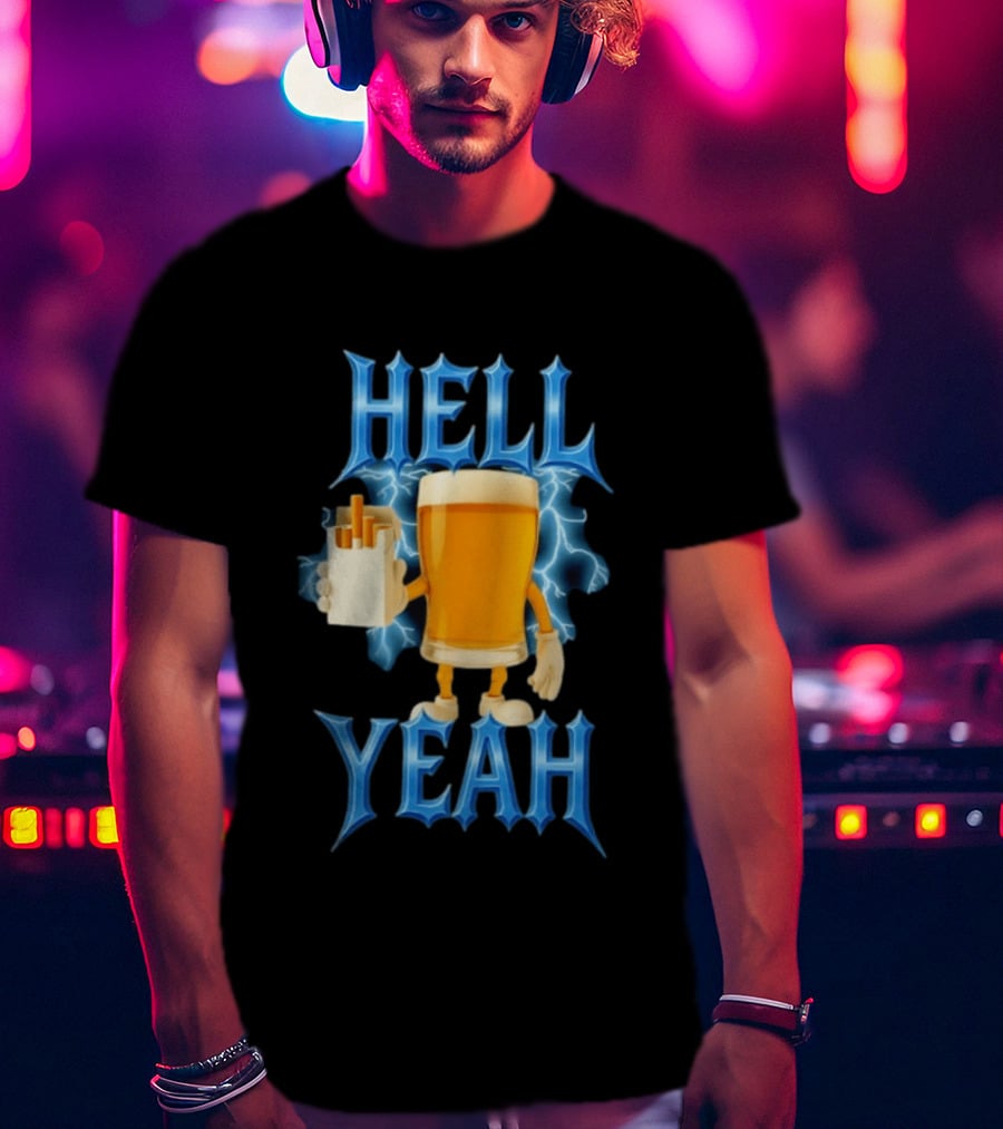 Hell Yeah Beer And Cigarettes Lightning T-Shirt