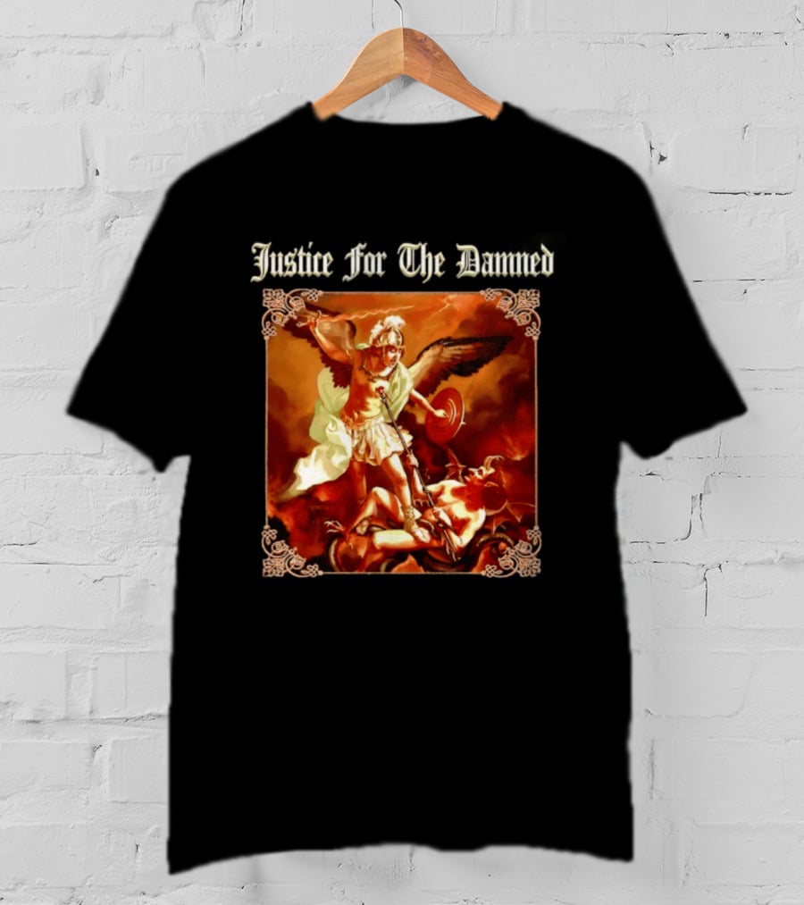 Justice For The Damned Metalcore Hardcore Knight And Fallen Angel Battle T-Shirt