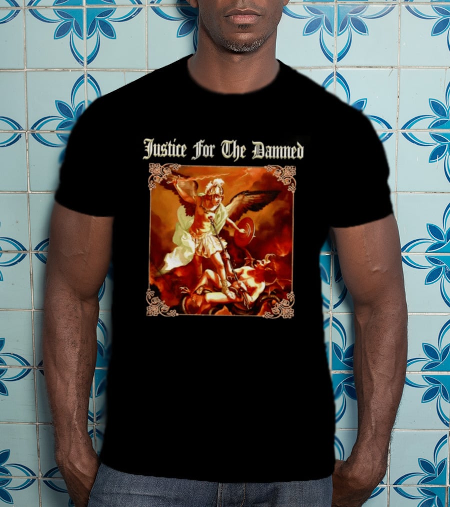 Justice For The Damned Metalcore Hardcore Knight And Fallen Angel Battle T-Shirt
