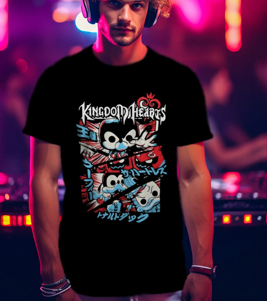 Kingdom Hearts Comic Pop Japanese Katakana Characters T-Shirt
