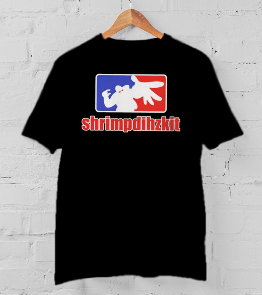 Shrimpdihzkit NBA Style Branding Parody Red White Blue T-Shirt