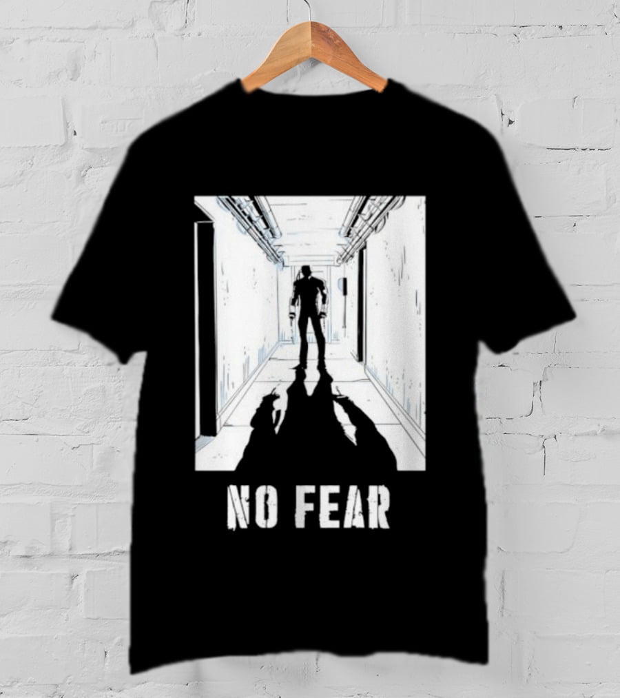 No Fear Courage Motivation Silhouette In Corridor T-Shirt