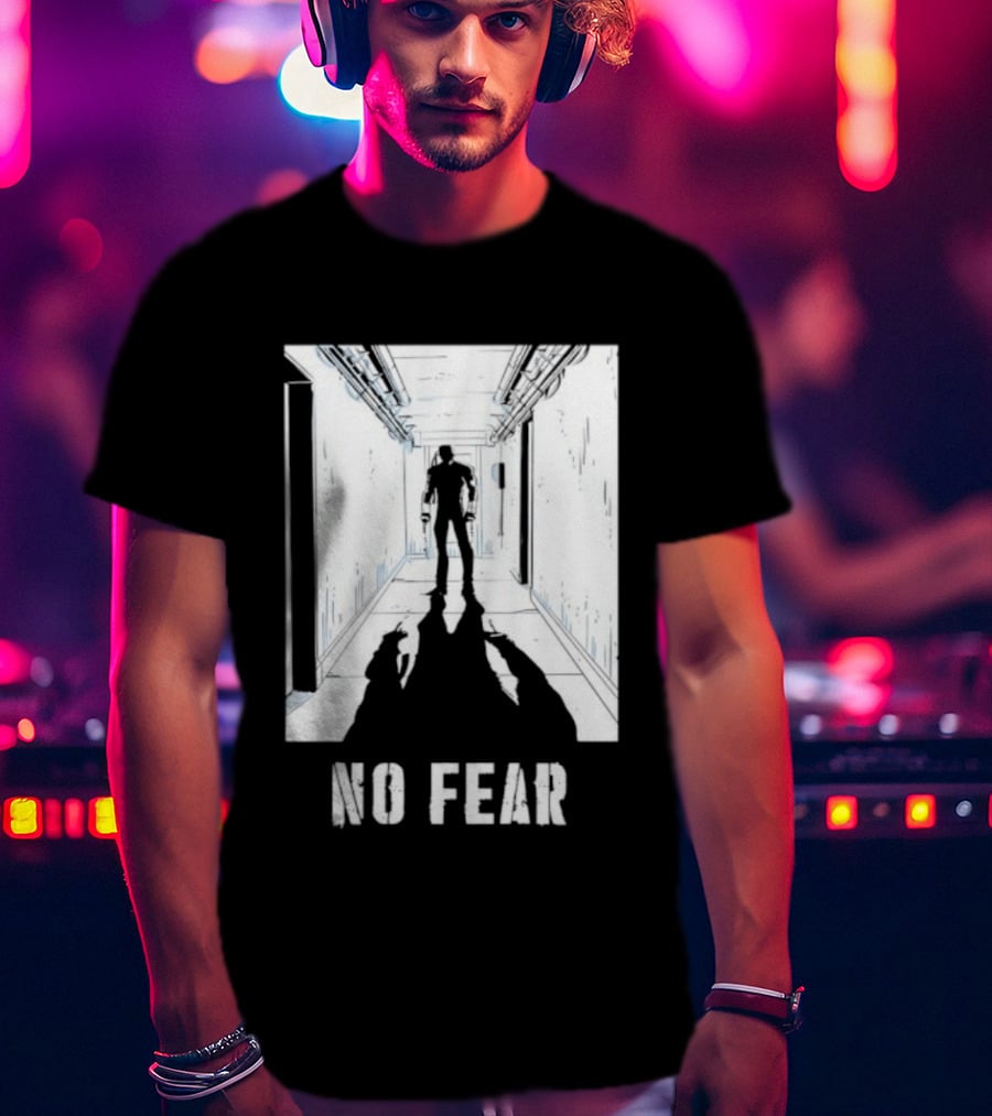 No Fear Courage Motivation Silhouette In Corridor T-Shirt