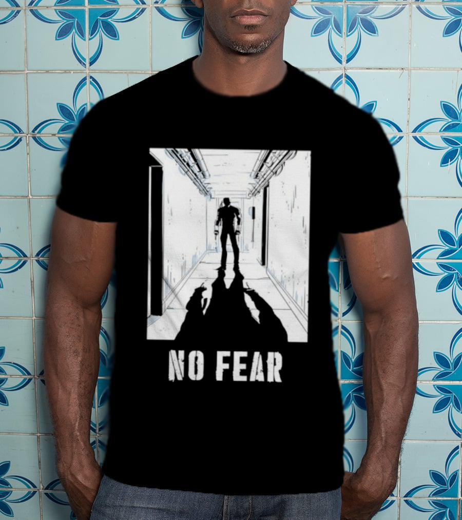 No Fear Courage Motivation Silhouette In Corridor T-Shirt