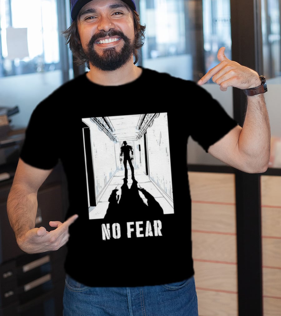 No Fear Courage Motivation Silhouette In Corridor T-Shirt