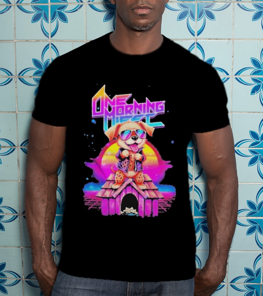 One Morning Left Puppy Doghouse 80s Retro Sunglasses Sunset Vibe T-Shirt