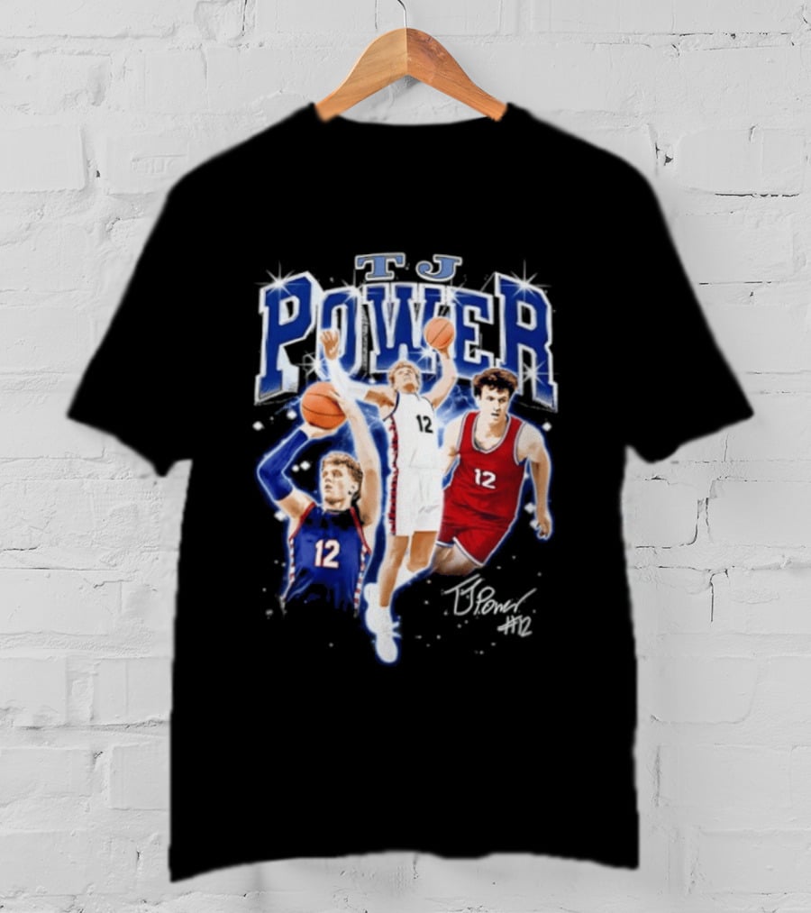 TJ Power Penn Quakers Basketball Player Number 12 Collage T-Shirt