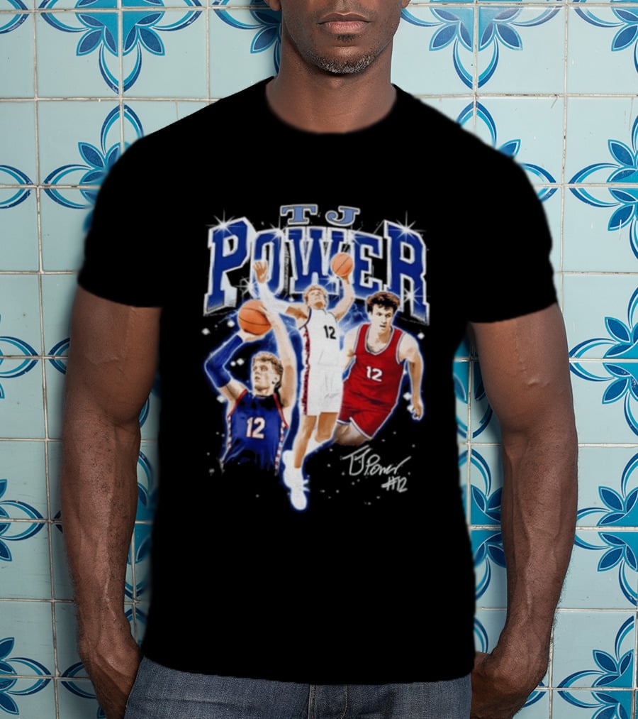 TJ Power Penn Quakers Basketball Player Number 12 Collage T-Shirt