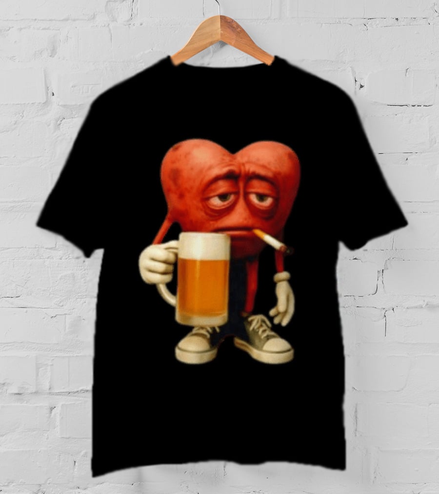 Your Heart Smoking Cigarette And Holding Beer In Sneakers T-Shirt