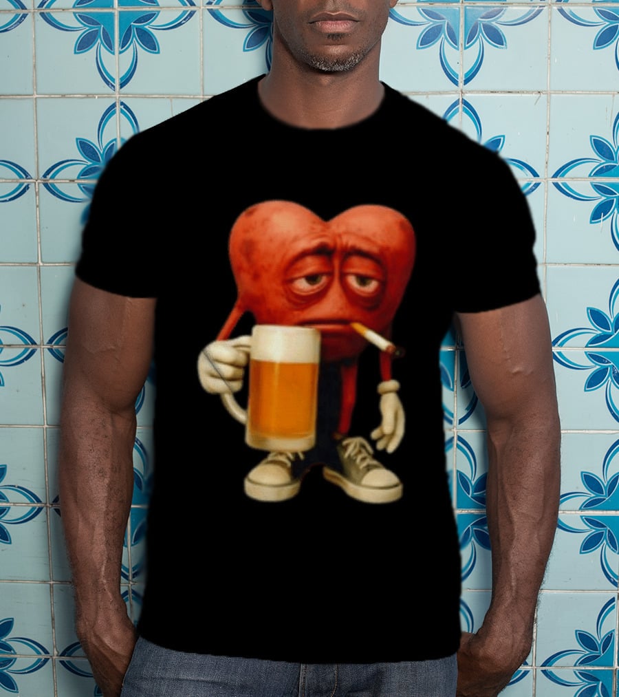 Your Heart Smoking Cigarette And Holding Beer In Sneakers T-Shirt