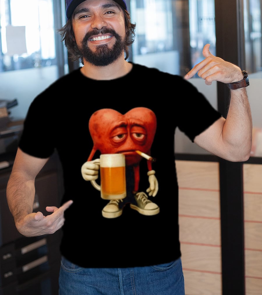 Your Heart Smoking Cigarette And Holding Beer In Sneakers T-Shirt