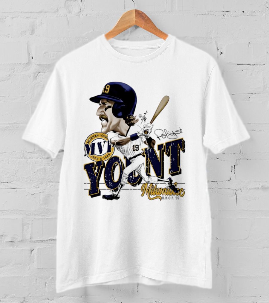 Robin Yount Milwaukee MVP American League 1982 1989 Milwaukee B.O.C. '90 T-Shirt