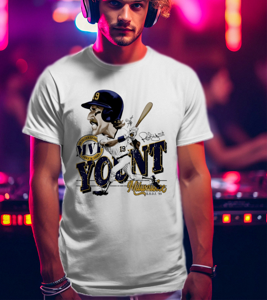 Robin Yount Milwaukee MVP American League 1982 1989 Milwaukee B.O.C. '90 T-Shirt