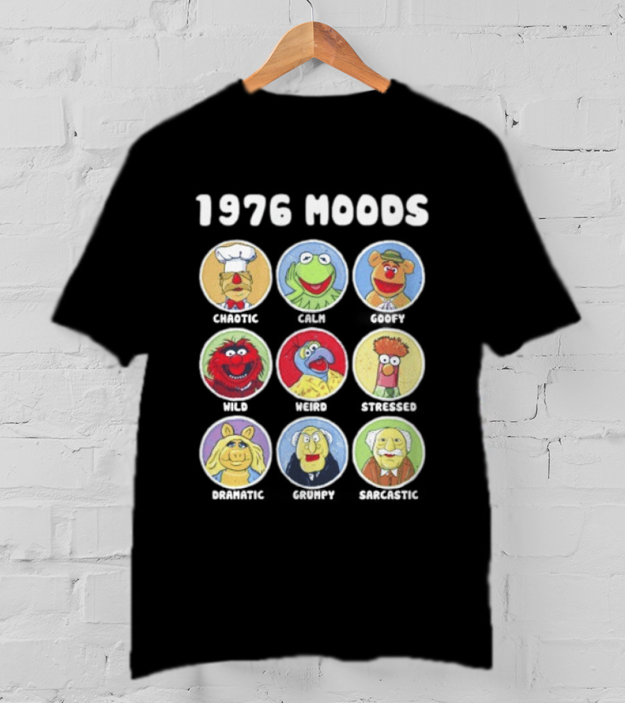 1976 Moods The Muppets Kermit Miss Piggy Animal Fozzie Beaker Swedish Chef Bunsen Honeydew Sam Eagle Statler Waldorf T-Shirt