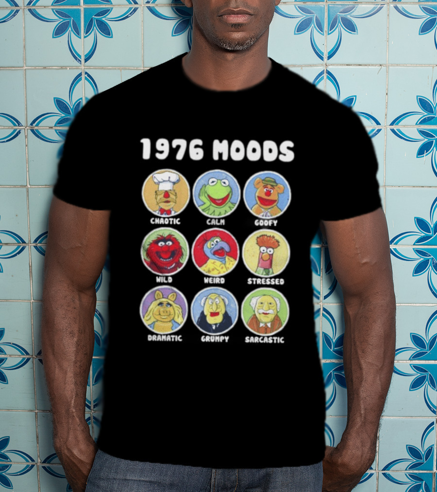 1976 Moods The Muppets Kermit Miss Piggy Animal Fozzie Beaker Swedish Chef Bunsen Honeydew Sam Eagle Statler Waldorf T-Shirt