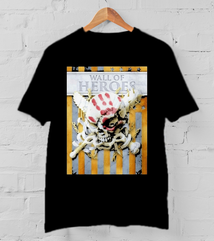Five Finger Death Punch Wall Of Heroes Skull Chains Barbed Wire American Flag T-Shirt