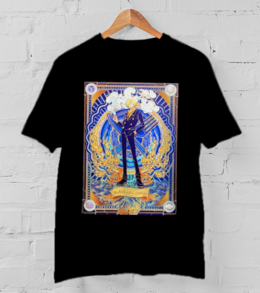 Sanji Black Leg Flames Smoking One Piece Character Art Tarot T-Shirt