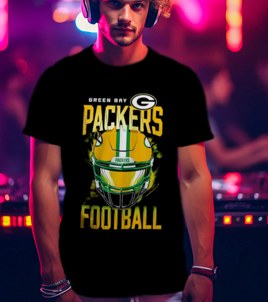 Green Bay Packers Football Helmet Packers Football T-Shirt
