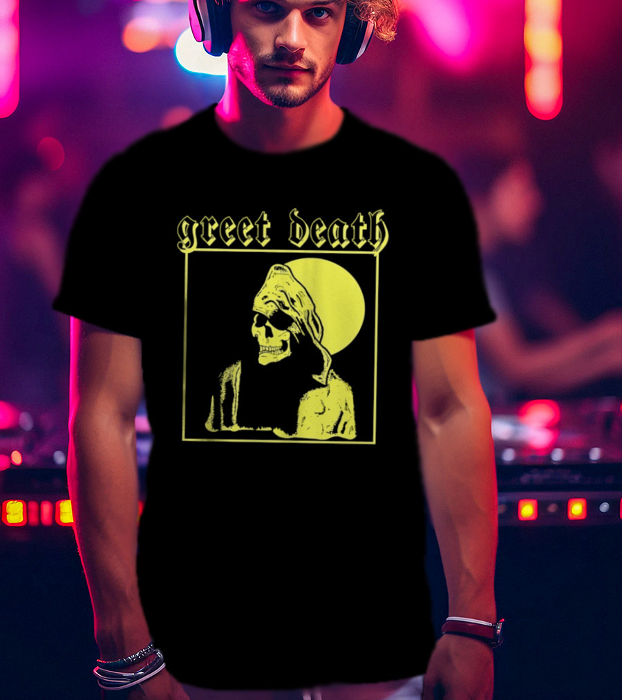 Greet Death Grim Reaper Band Alternative Rock Skeleton Halo T-Shirt