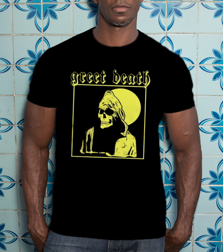 Greet Death Grim Reaper Band Alternative Rock Skeleton Halo T-Shirt