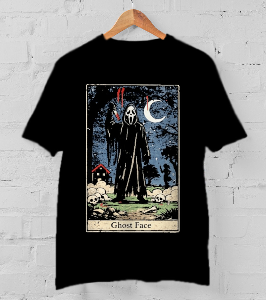 Ghost Face Scream Changes Tarot Card Crossover Halloween Horror Villain T-Shirt