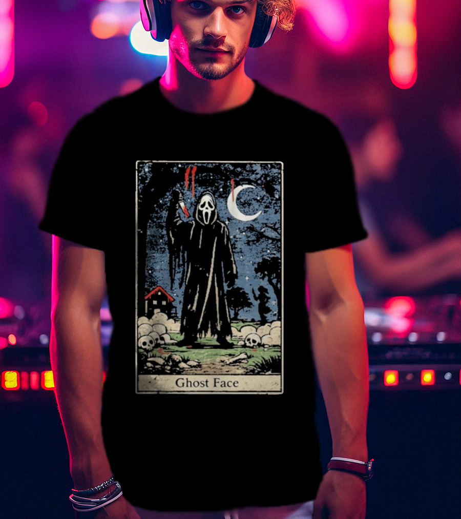 Ghost Face Scream Changes Tarot Card Crossover Halloween Horror Villain T-Shirt