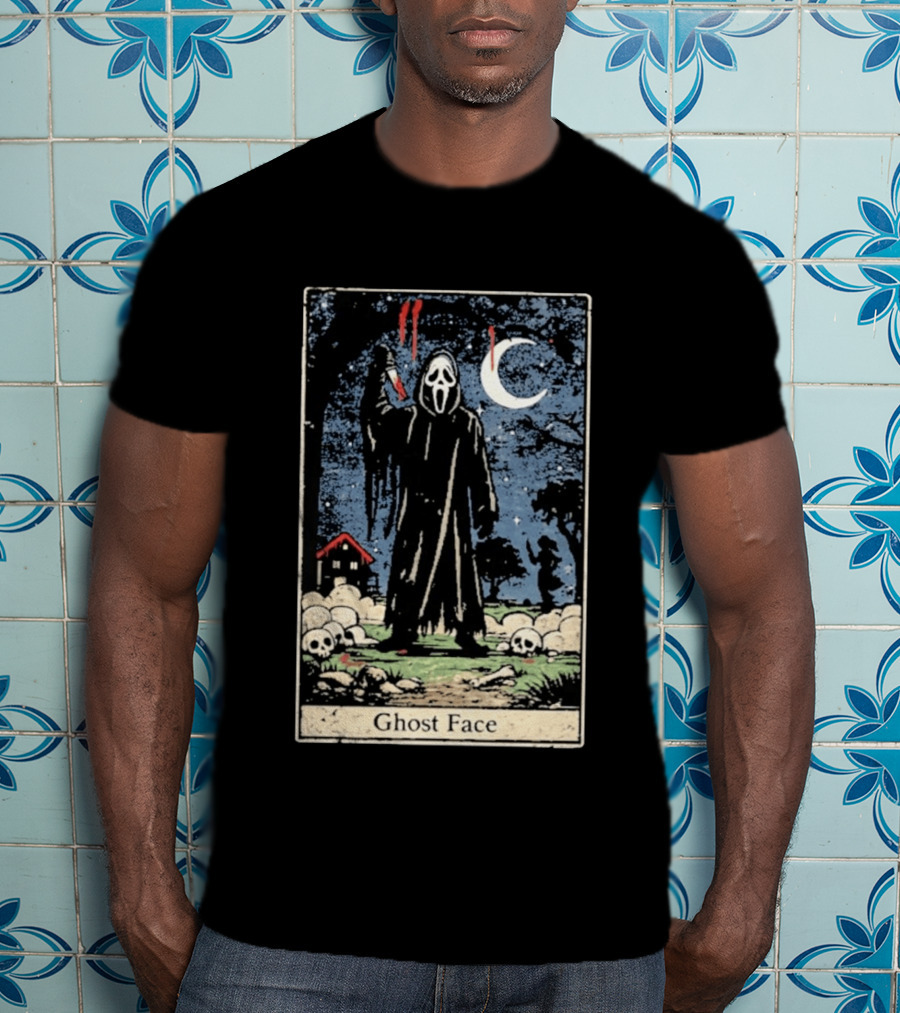 Ghost Face Scream Changes Tarot Card Crossover Halloween Horror Villain T-Shirt