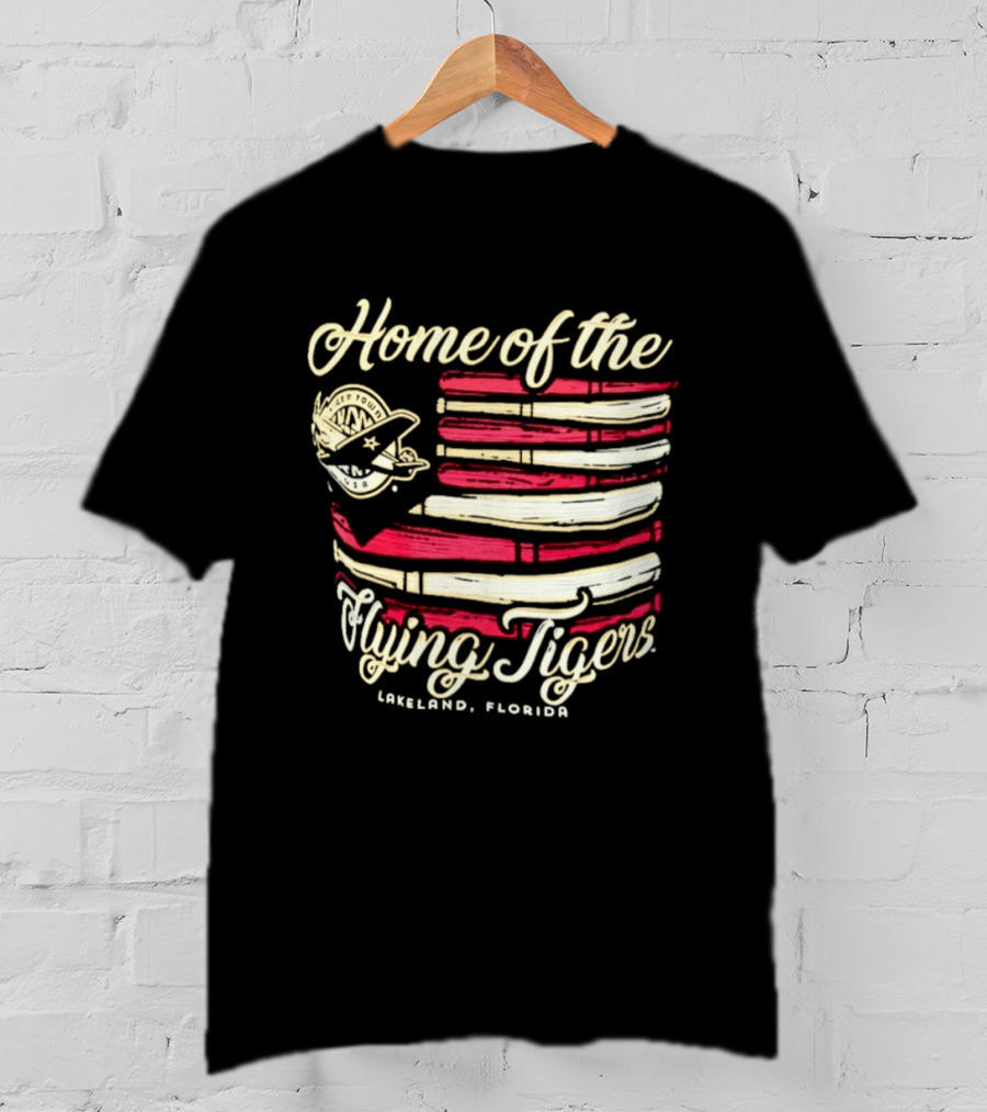 Home Of The Flying Tigers Lakeland Florida Baseball Flag T-Shirt