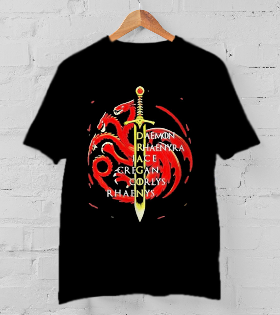 Daemon Rhaenyra Jace Cregan Corlys Rhaenys Dragon Sword Emblem The Reel Rejects T-Shirt