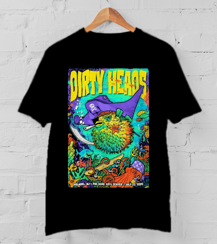 Dirty Heads Holmdel NJ July 23 2026 PNC Bank Arts Center Pirate Theme Ocean Creatures T-Shirt