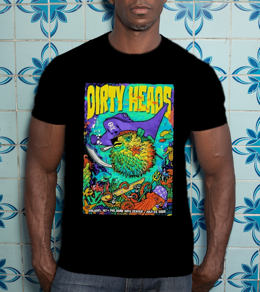Dirty Heads Holmdel NJ July 23 2026 PNC Bank Arts Center Pirate Theme Ocean Creatures T-Shirt