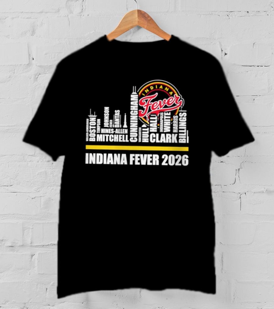 Indiana Fever 2026 Roster Skyline WNBA T-Shirt